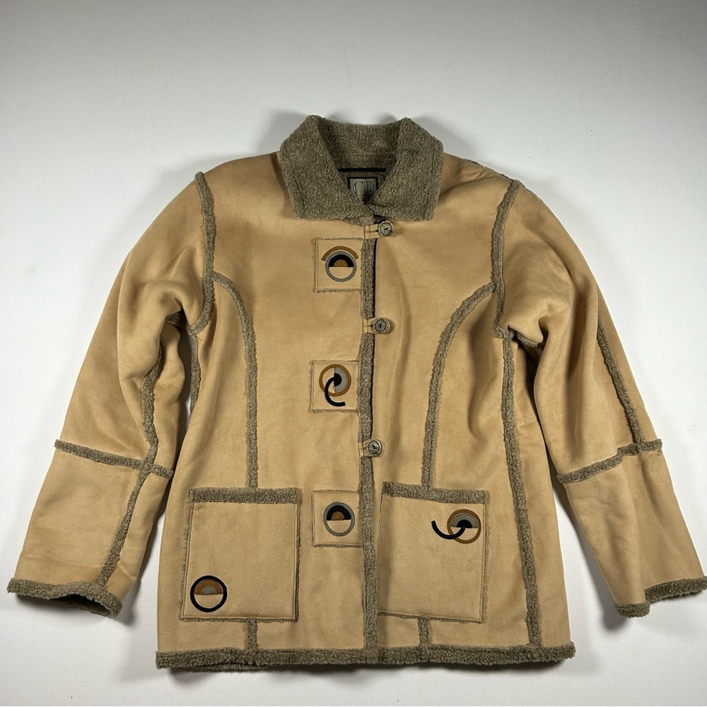 Canvasbacks M Tan Eskimo Indian Jacket Vintage 90s Boho Cottagecore Coat Fleece